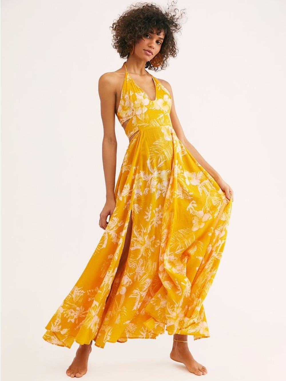 FREE PEOPLE Lille Printed Maxi Dress Honey M